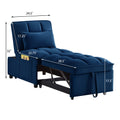 4 In1 Multi Function Single Sofa Bed With Storage Pockets,Tufted Single Pull Out Sofa Bed With Adjustable Backrest And Pillows ,Convertible Chaise Lounge, Navy Navy Velvet Metal Primary Living Space American Design Armless Foam Velvet 1 Seat