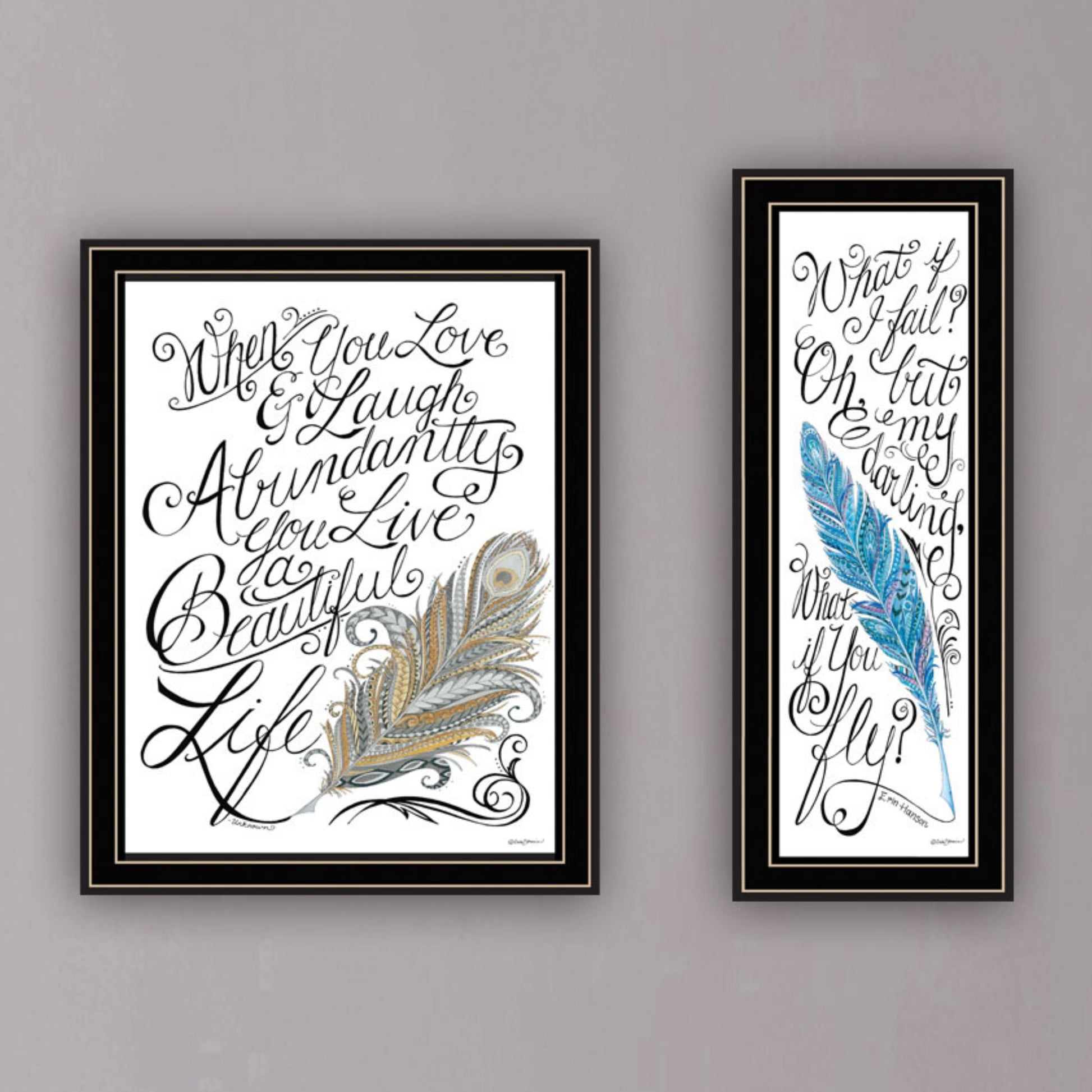 2 Piece Vignette What If I Fail Black Framed Wall Art For Living Room, Bedroom Wall Art Print For Home Decor By Deb Strain Multicolor Wood Paper