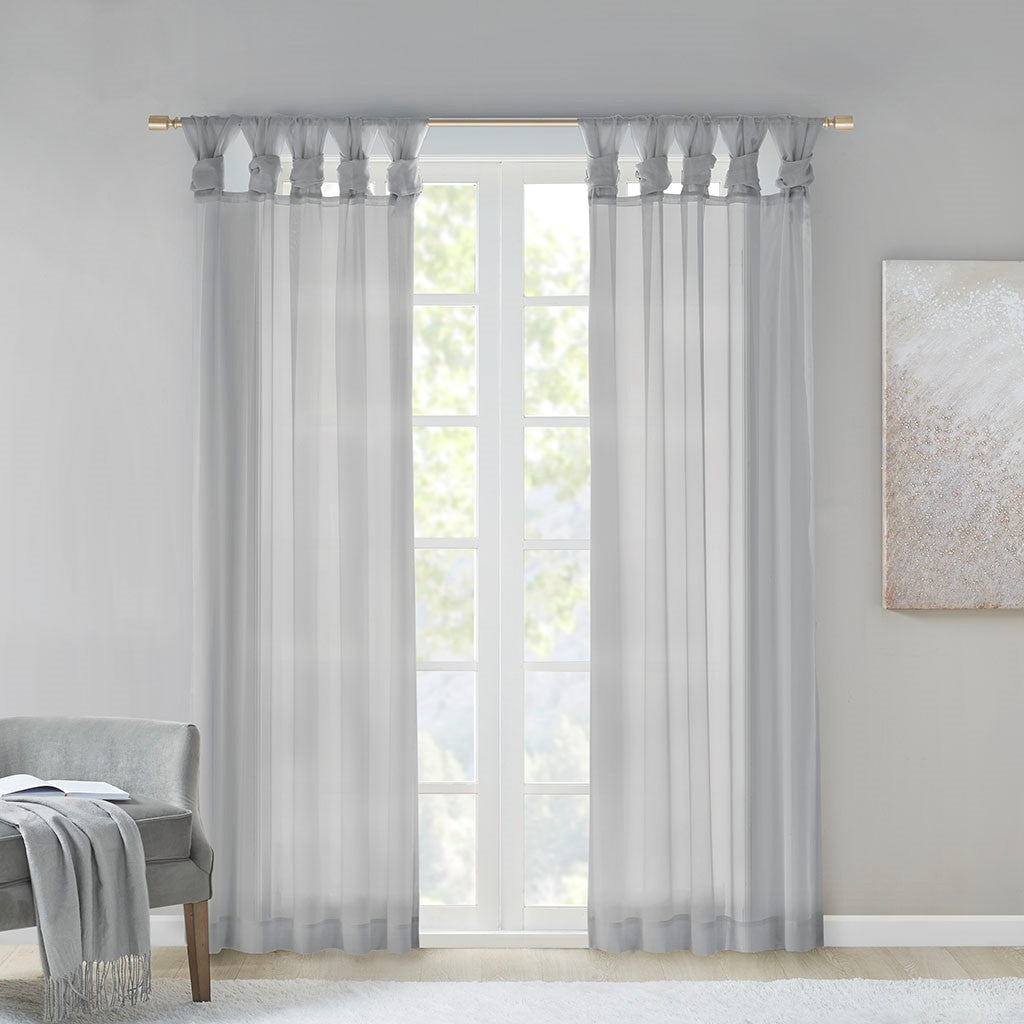 Twist Tab Voile Sheer Window Pair Light Grey Polyester