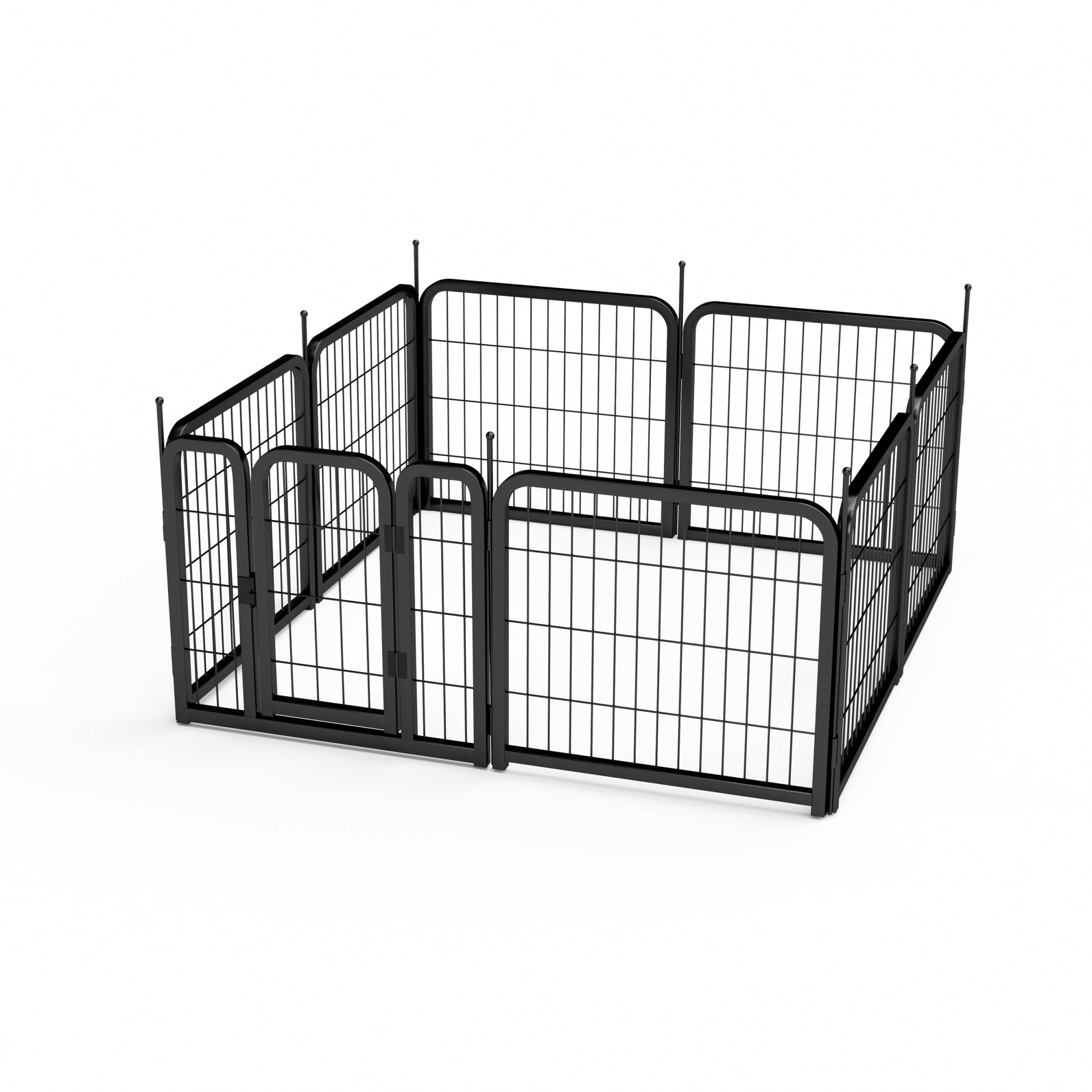 Dog Playpen Outdoor, 8 Panel Dog Fence 24" Pet Pen For Small Dogs Pet Exercise Pen For Puppy Rabbit Small Animals Portable Playpen For Rv Camping Garden Yard, Indoor. Black, 22.2'' W X 23.6'' H. Black Iron