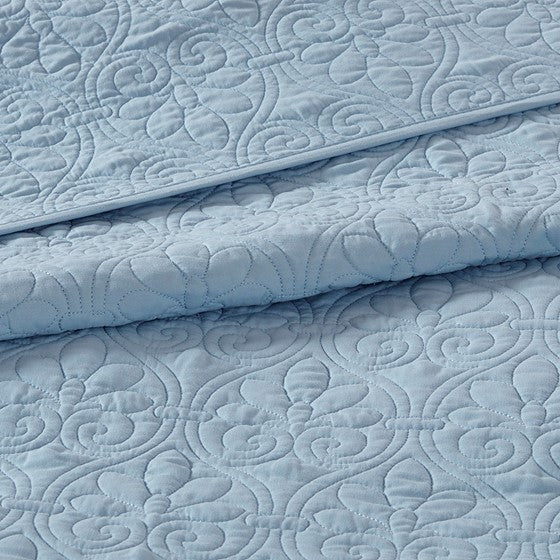 Reversible Quilt Set Blue King Cal King Blue Cotton