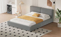 Queen Size Upholstered Platform Bed With Velvet Fabric, Grounded Bed With Solid Frame, Gray Queen Gray Velvet