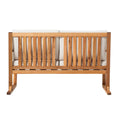 Contemporary Solid Wood Slat Back Patio Loveseat Natural Natural Wood Acacia Wood