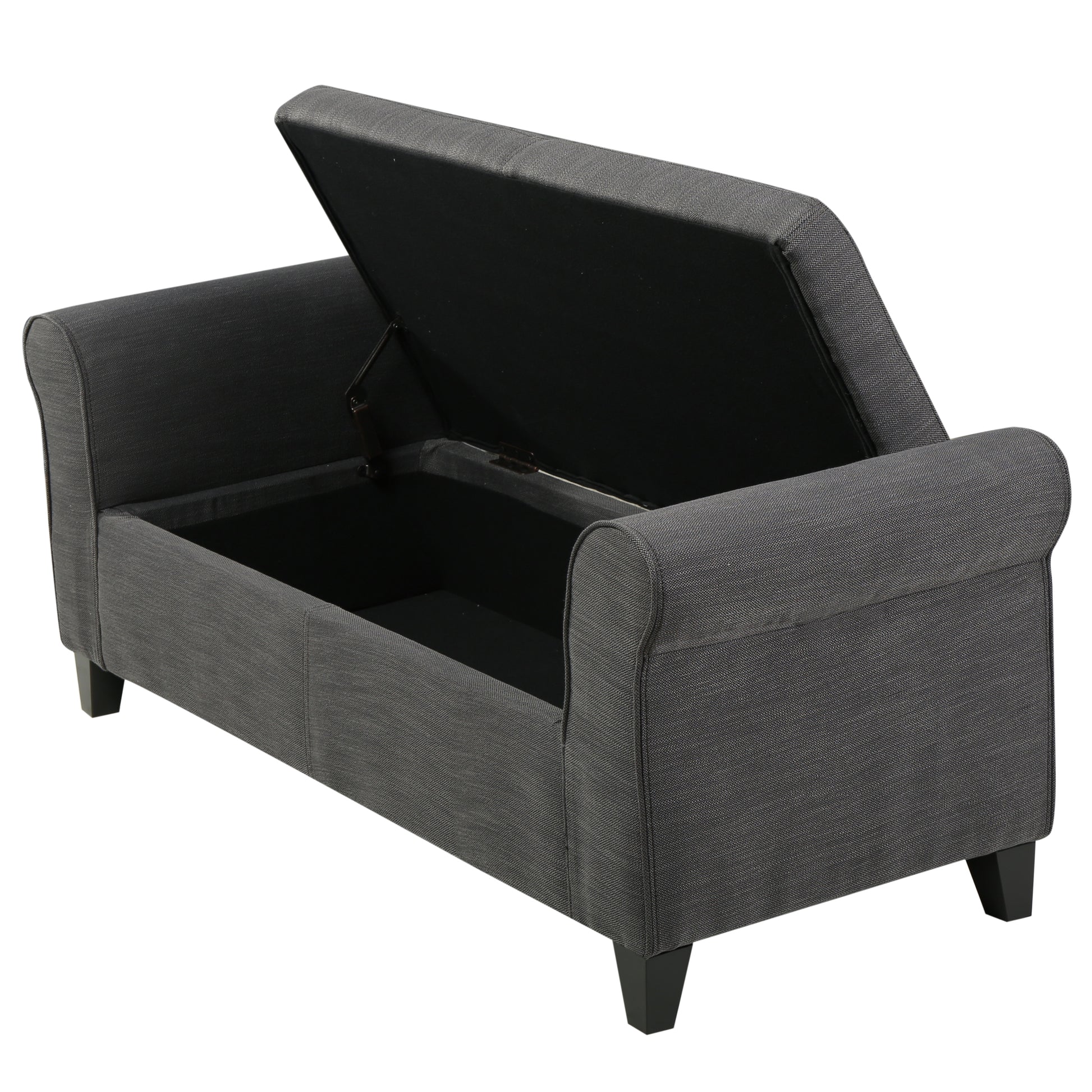 Hayes Armed Storage Bench Gray Fabric