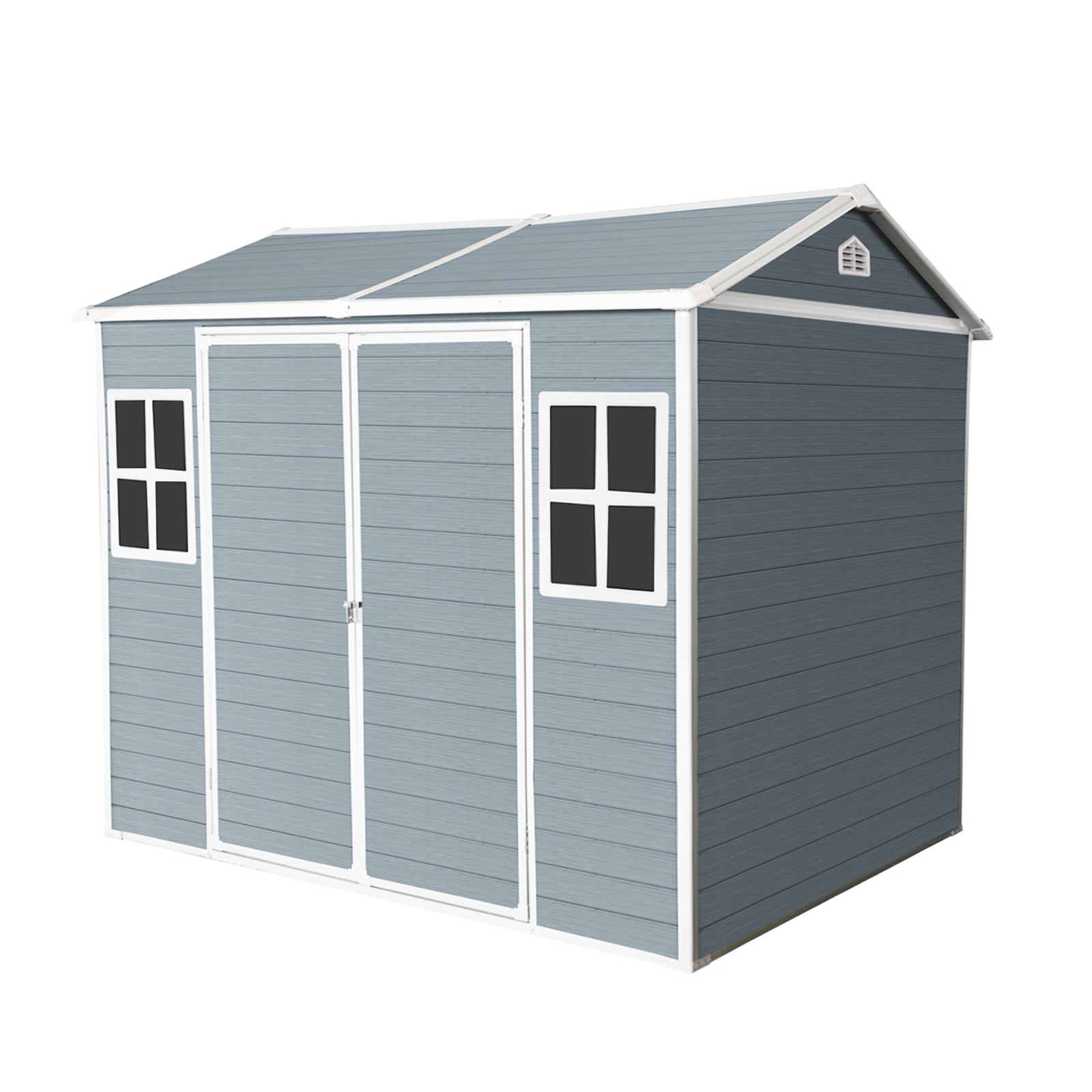 6X8Ft Resin Outdoor Storage Shed Waterproof Shed With Floor & Two Windows & Lockable Door, Tool Shed For Garden, Patio, Backyard,Gray Grey Polypropylene