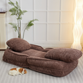 Human Dog Bed ,Lazy Sofa Couch ,5 Adjustable Position,Sit,Sleep,Fold,Suit To Put In Bedroom, Living Room ,Space Saving Design,Brown Brown Polyester Metal Primary Living Space Medium Soft Cushion Back Modern Foam Polyester