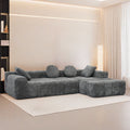 L Shaped Modular Modern Compressed Gray Sofa,Comfy Corduroy Fluffy Couch With Deep Seat,No Assembly Required Couch For Living Room Gray Linen Wood Primary Living Space Soft Cushion Back Extra Heavy