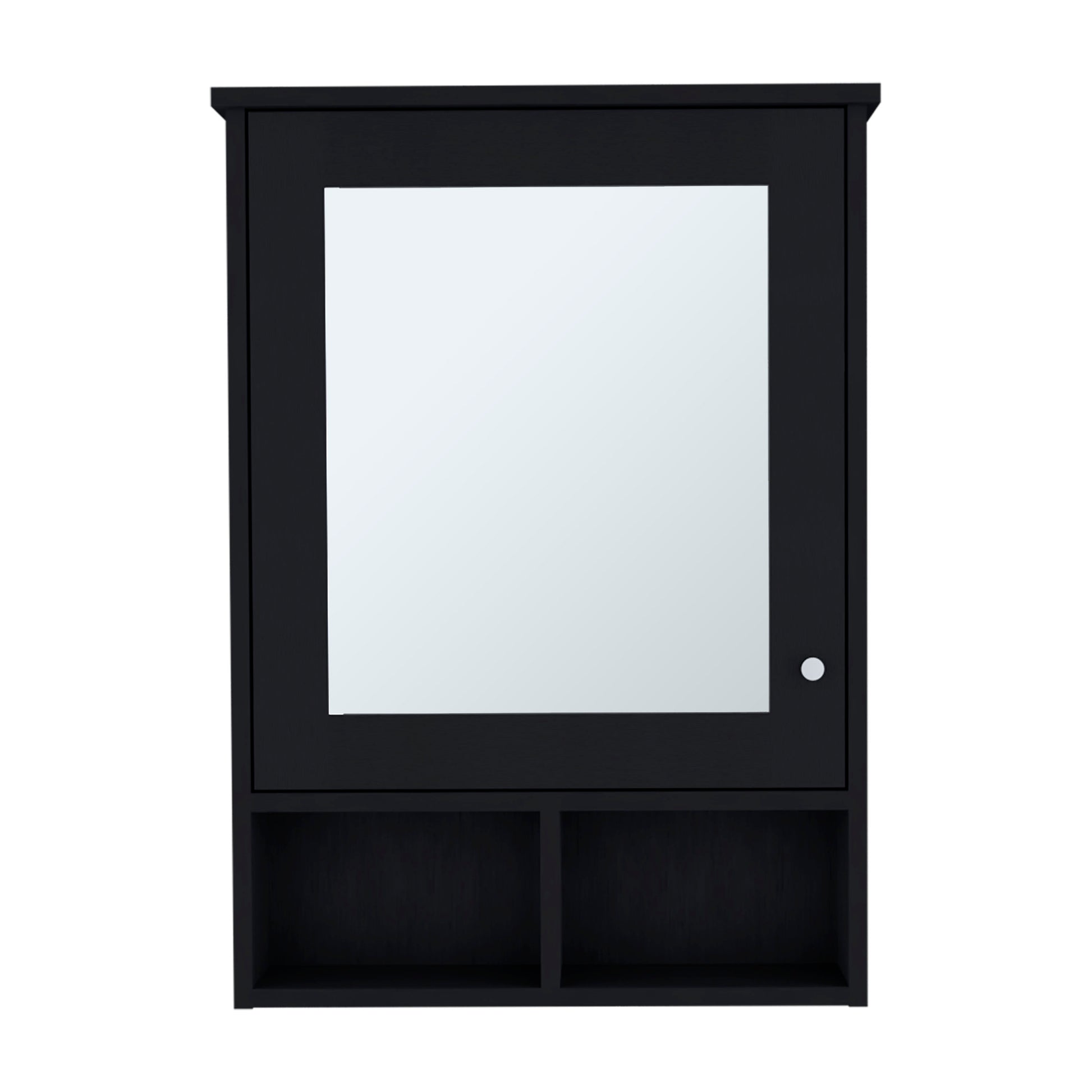 Vina Medicine Cabinet With Mirror Door 29" High Cabinet Organizer With Three Concealed Shelves And Two Open Shelves For Bathroom, Kitchen, Mudroom Black 1 5 Bathroom Wall Mounted Modern Particle