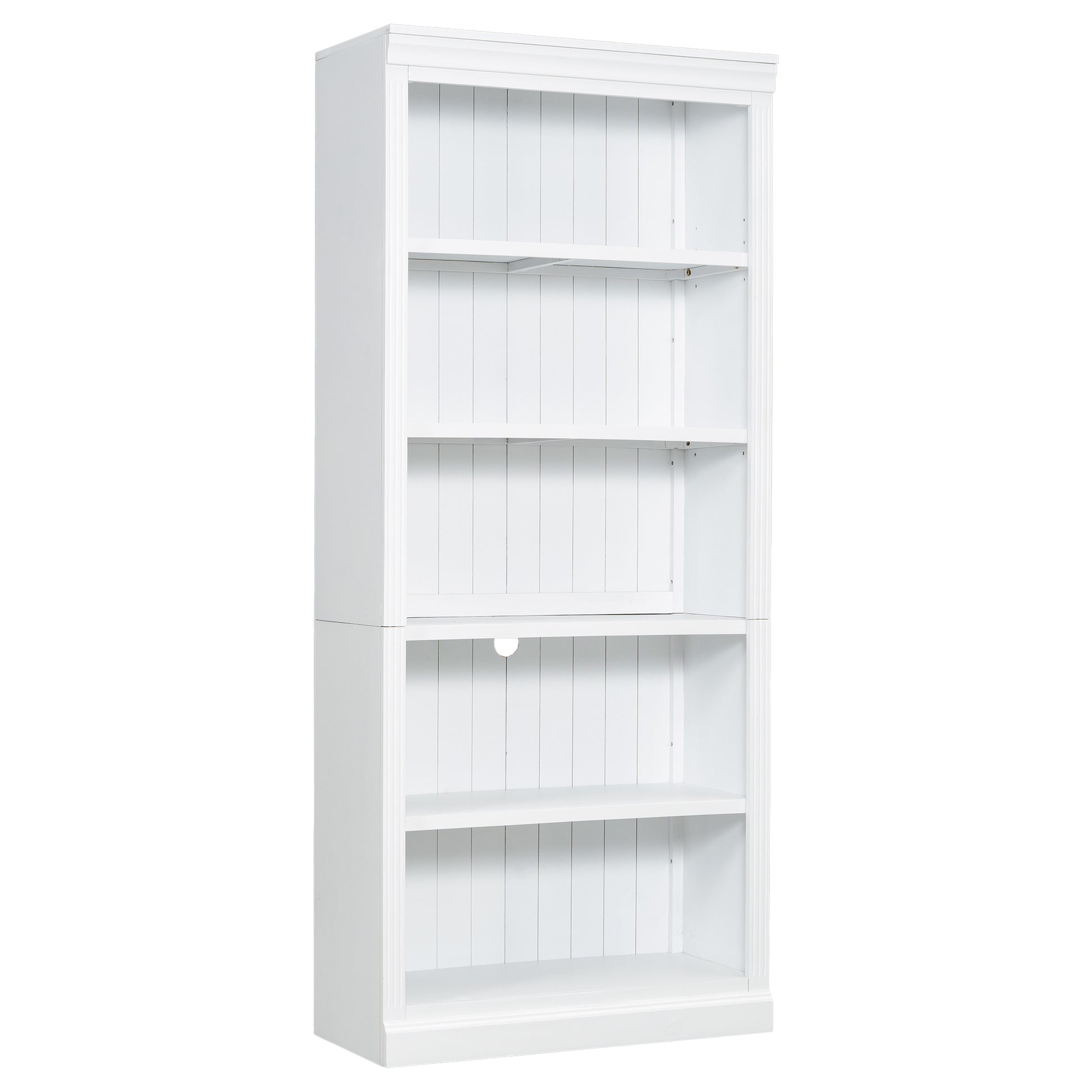 83.4" Tall Two Wood Bookcase With Two Corner Shelf Suite,5 Tier Home Decor Bookshelves Suite With Adjustable Storage Shelves,Free Standing Storage Shelves Suite For Living Room,Home Office,White