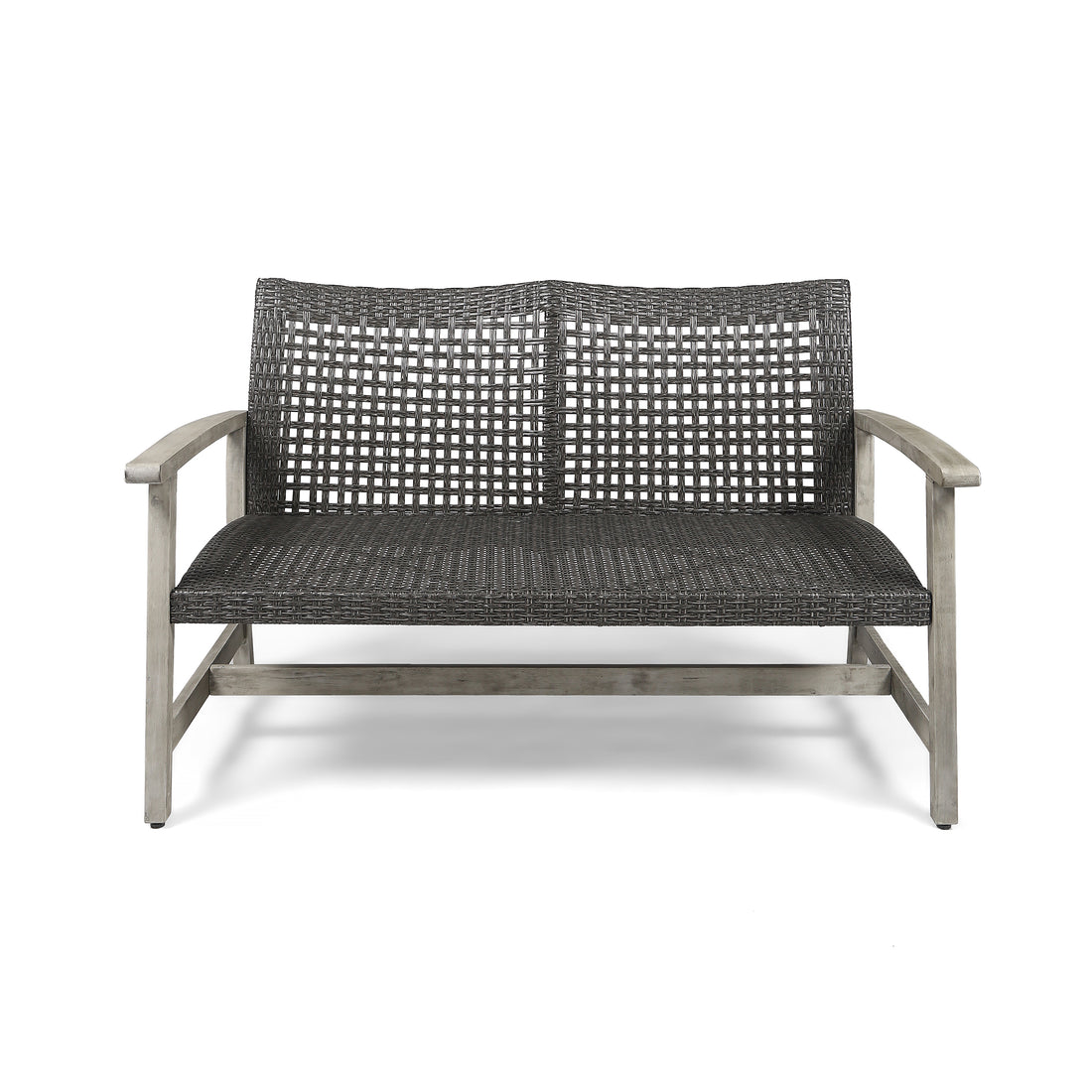 Hampton Wood Wicker Seat Grey Metal & Wood