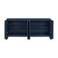 Vertical Stripes And Wavy Design Of A Four Door Cabinet Cabinet Suitable For Hallway, Entryway, Living Room 3 4 Spaces Navy Blue Artsy Mdf