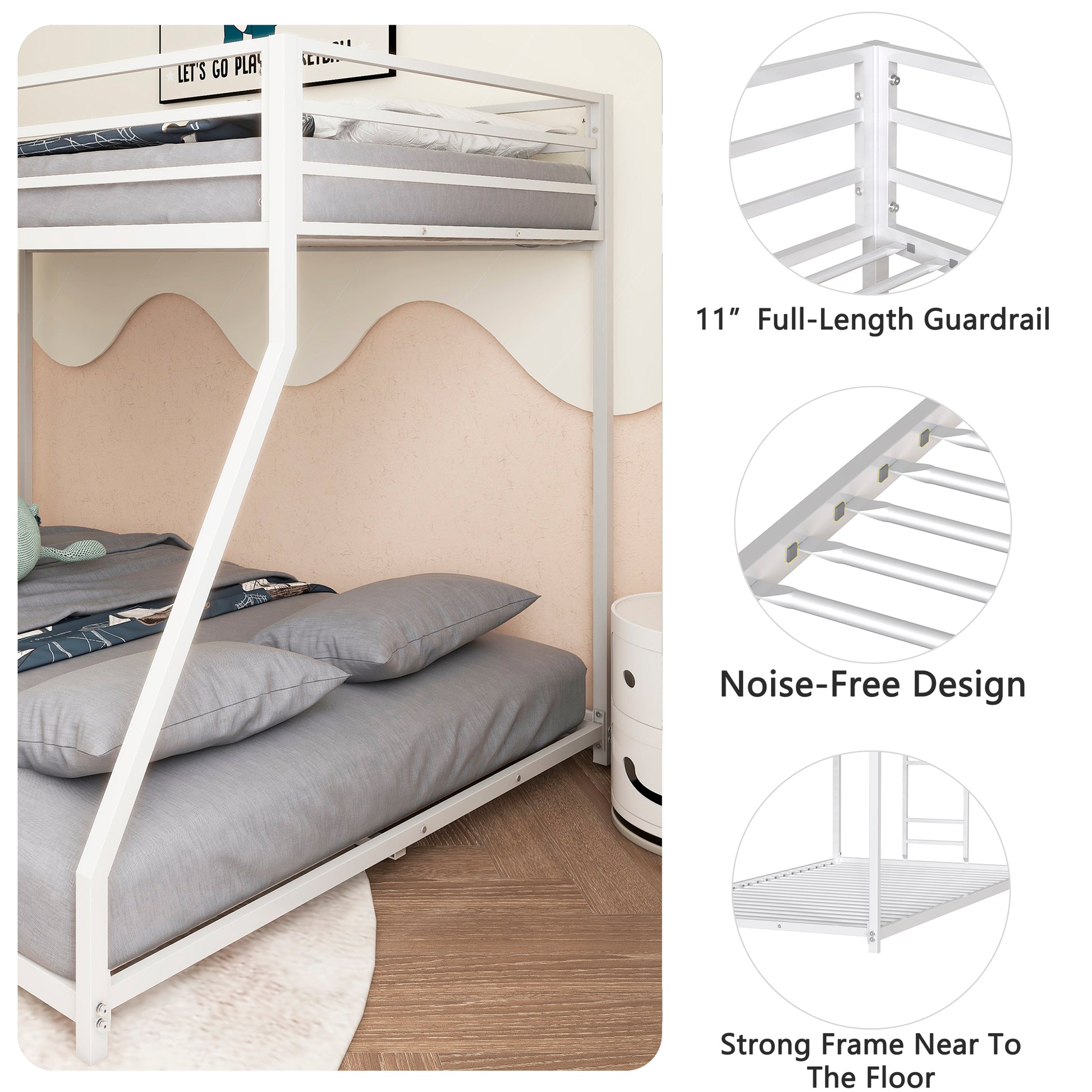 Same As B083P160614 Adam Twin Over Full Metal Bunk, White Full Box Spring Not Required White Metal Bedroom Bunk Metal Metal