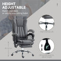 Vinsetto Microfiber Office Chair, High Back Computer Chair With 6 Point Massage, Heat, Adjustable Height And Retractable Footrest, Dark Blue Rock Grey Polyester
