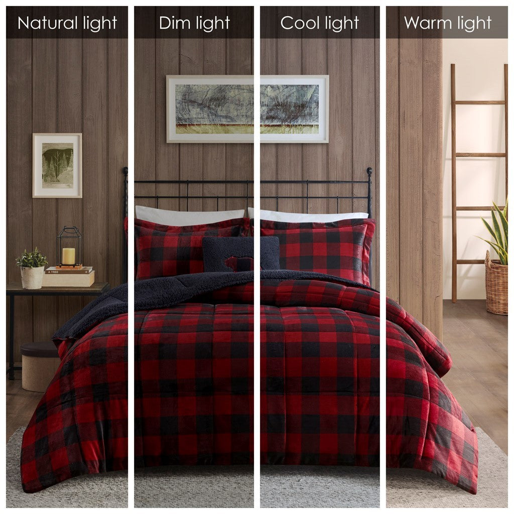 Plush To Sherpa Down Alternative Comforter Set King Multicolor Polyester