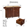 Kitchen Island With Drop Leaf Countertop, Rolling Kitchen Island Cartbarn Door Kitchen Island Table With Storage Cabinet And Tower Rack, Island Table On Wheels For Kitchen, Retro Brown Brown Brown Dining Room Rectangular Kitchen Carts Particle Board