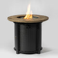 30Inch Round Fire Pit Table Propane Fire Table With Lava Rocks Black Steel