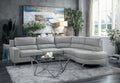 Contemporary Living Room Gray 2 Piece Sectional With Right Chaise Rounded End Plush Back Chrome Finished Legs Luxury Look Solid Wood Furniture Gray Polyester Wood Primary Living Space Contemporary,Modern Solid Wood 4 Seat