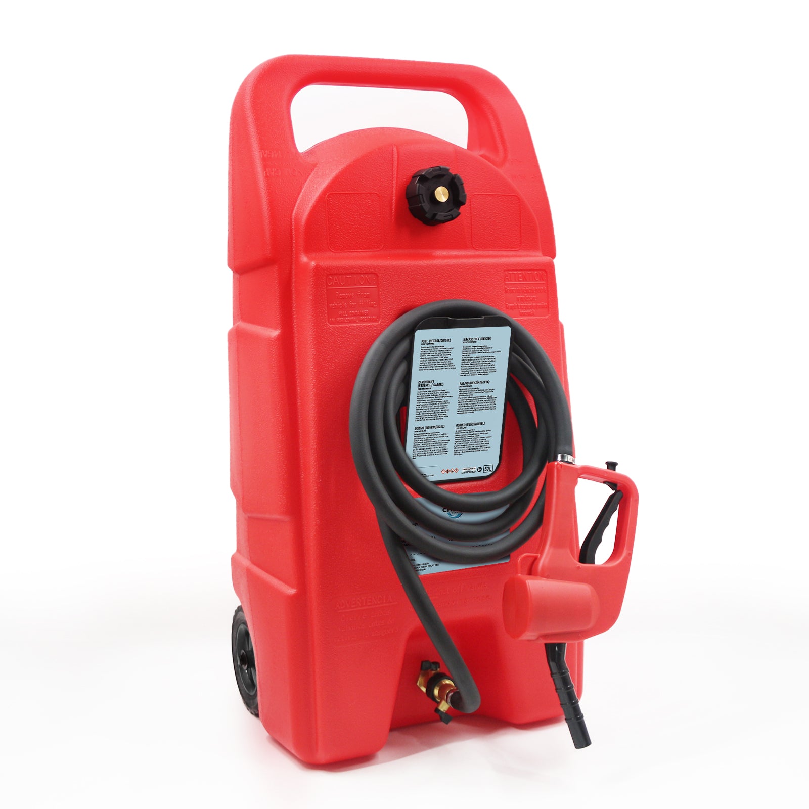 15 Gallon 57 L Gas Caddy With Wheels, Fuel Transfer Tank Gasoline Diesel Can,Fuel Storage Tank For Automobiles Atv Car Mowers Tractors Boat Motorcycle Red Red Hdpe