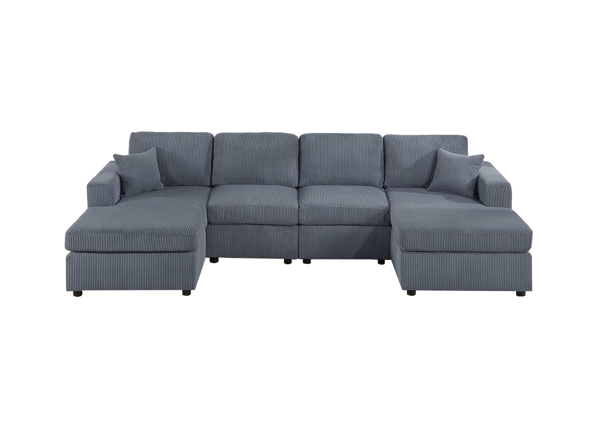 Stunning Modern Dark Gray 2Pc Sectional Set Corduroy Couch Laf And Raf Chaise Armless Loveseat Living Room Furniture Dark Gray Primary Living Space Cushion Back Contemporary,Modern U Shaped Rubberwood Corduroy 6 Seat