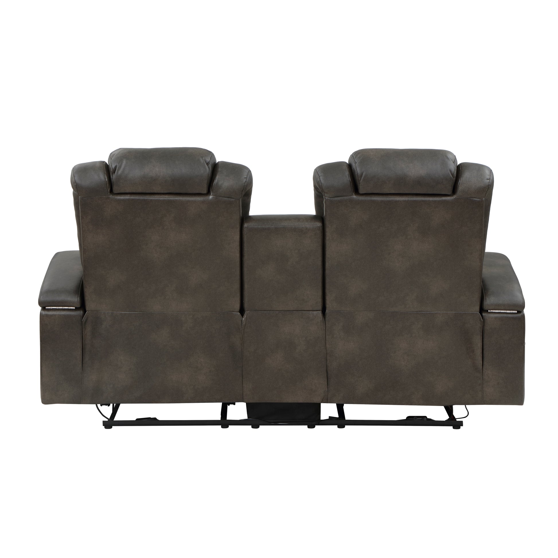 Luxury Comfort Modern Living Room Furniture 1Pc Power Reclining Loveseat Premium Faux Leather Upholstery, Power Headrests, Led Light, Usb Ports, Cup Holders, Hidden Storage Brown Gray Faux Leather Wood Primary Living Space Luxury,Modern Plywood,Solid