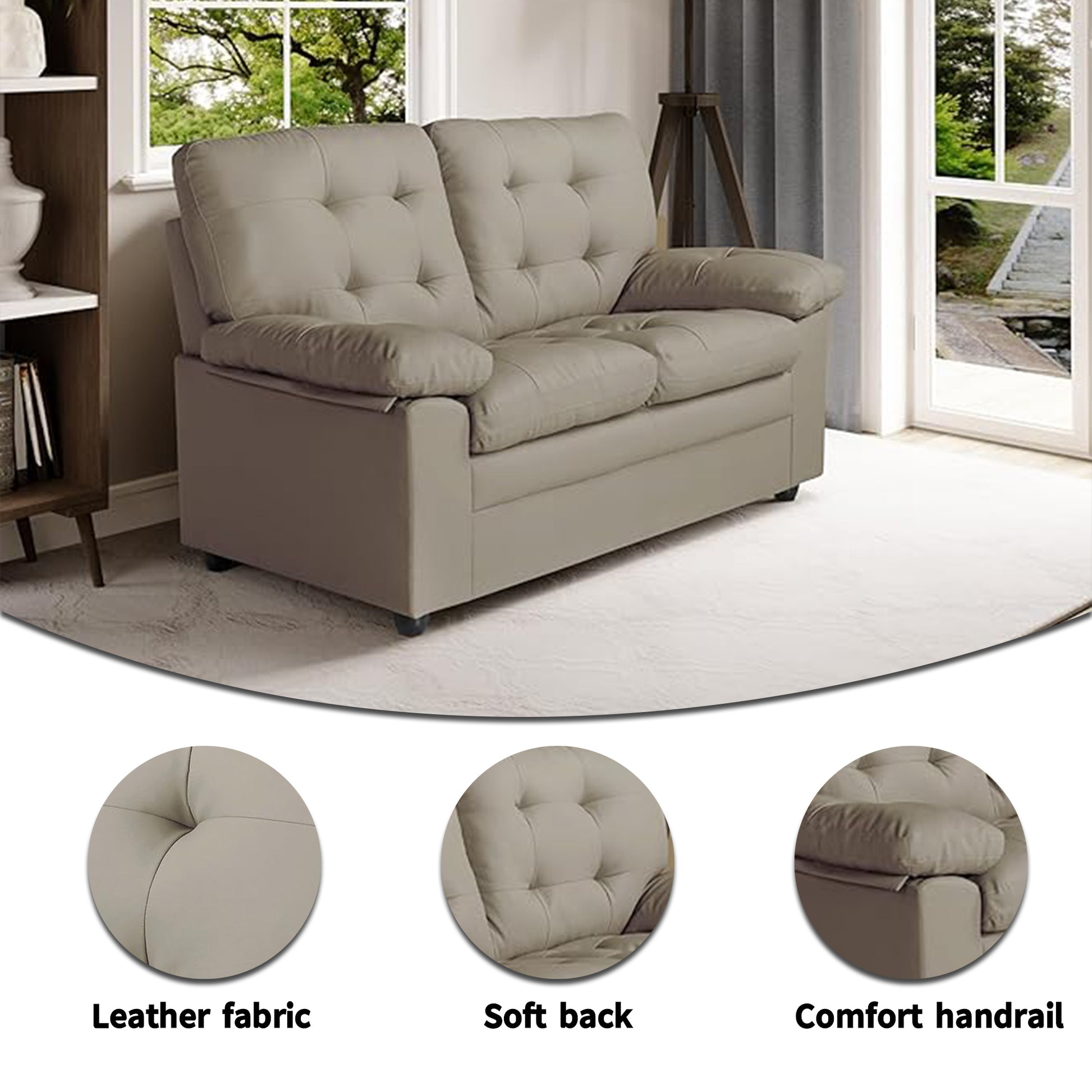 Apartment Beautiful Seat Love, 2 Seat, Grey Faux Leather Grey Pu 2 Seat