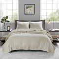 3 Piece Quilt Set Cream Full Queen Full Cream Cotton