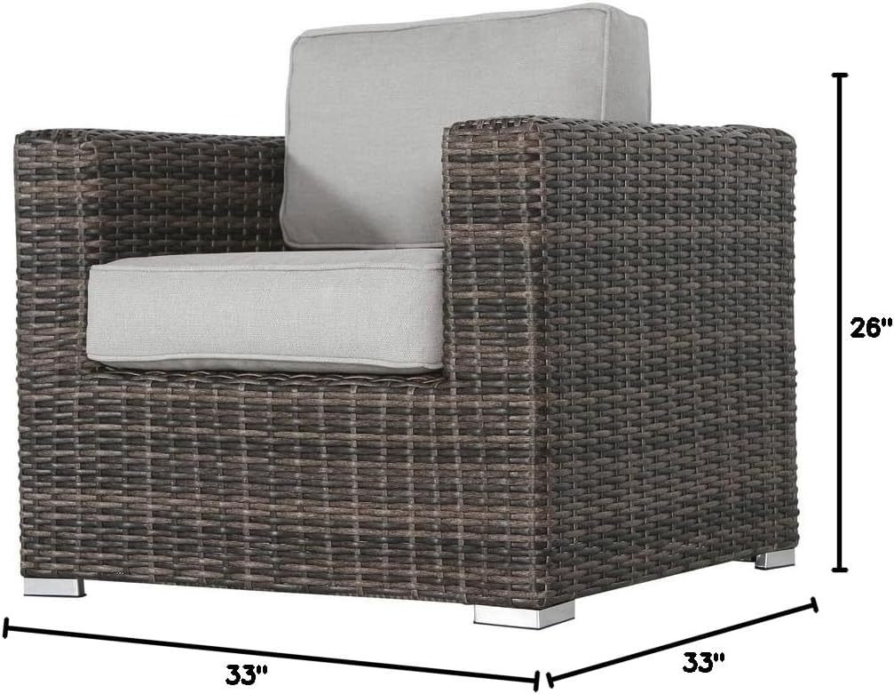 Club Chair Yes Sectional Brown Rust Resistant Frame Stain Resistant Cushions Garden & Outdoor Modern Sofa Seating Groups Foam Wicker