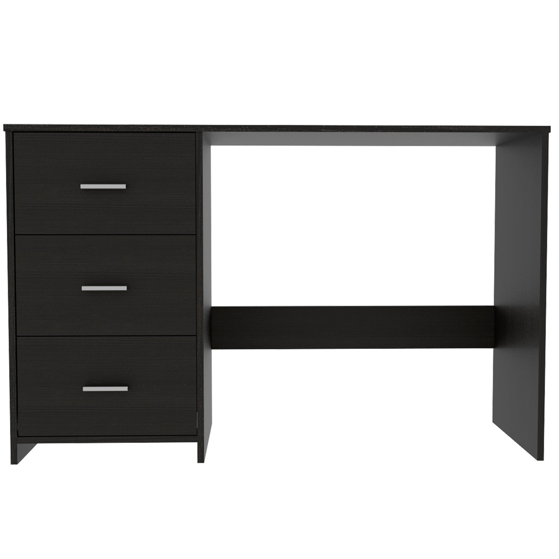 Berlin Three Drawers Desk Black Computer Desk Bedroom Modern Freestanding Rectangular Desk Rectangular Mdf Engineered Wood