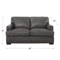 Georgia Leather Loveseat Light Gray Down Filling Genuine Leather