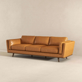 Chase Mid Century Modern Tan Genuine Leather Sofa Tan Brown Genuine Leather Wood Primary Living Space Mid Century Modern Foam Genuine Leather 3 Seat