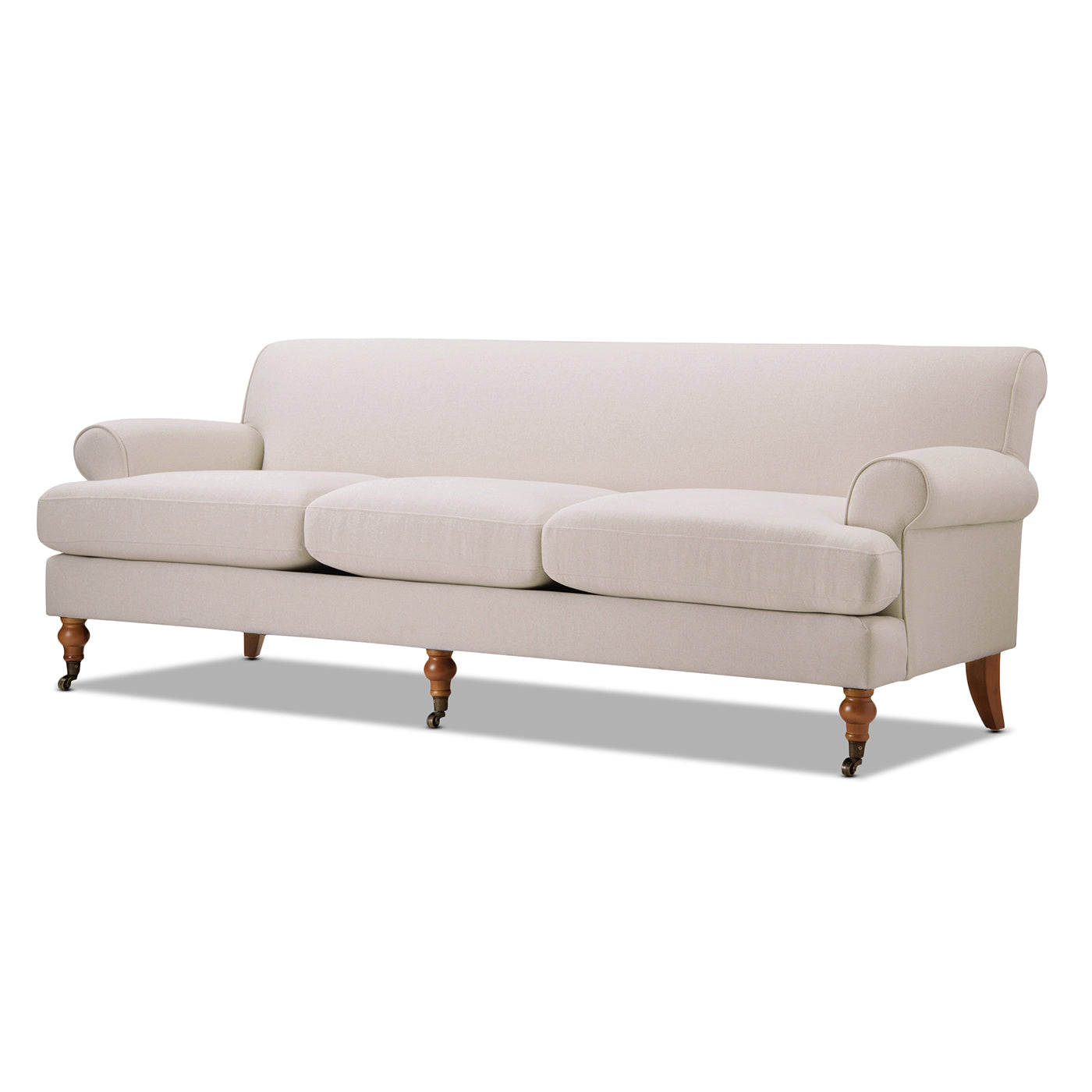 Alana Lawson Three Cushion Tightback Sofa, Sky Neutral Beige Polyester Beige Foam Polyester 3 Seat