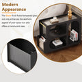 Mobile End Table With Lockable Wheels, Narrow Coffee Table With 5Mm Thick Fluted Tempered Glass, Modern Nightstand With Golden Round Rod, Living Room, Black, 31.5''W X11.8''D X 23.1''H Black Primary Living Space Mdf