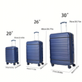 3 Piece Luggage Set, Abs Lightweight 20 Inch 26 Inch 30 Inch Luggage, Carry On Luggage Set, With Password Lock And Swivel Wheels Dark Blue Abs