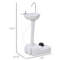 Kleankin Portable Camping Sink, Handwashing Station Basin With 4.5 Gallon Tank, Rolling Wheels & Soap Dispenser For Rv, Outdoor Events, Gatherings, Hdpe, White Antique White Plastic