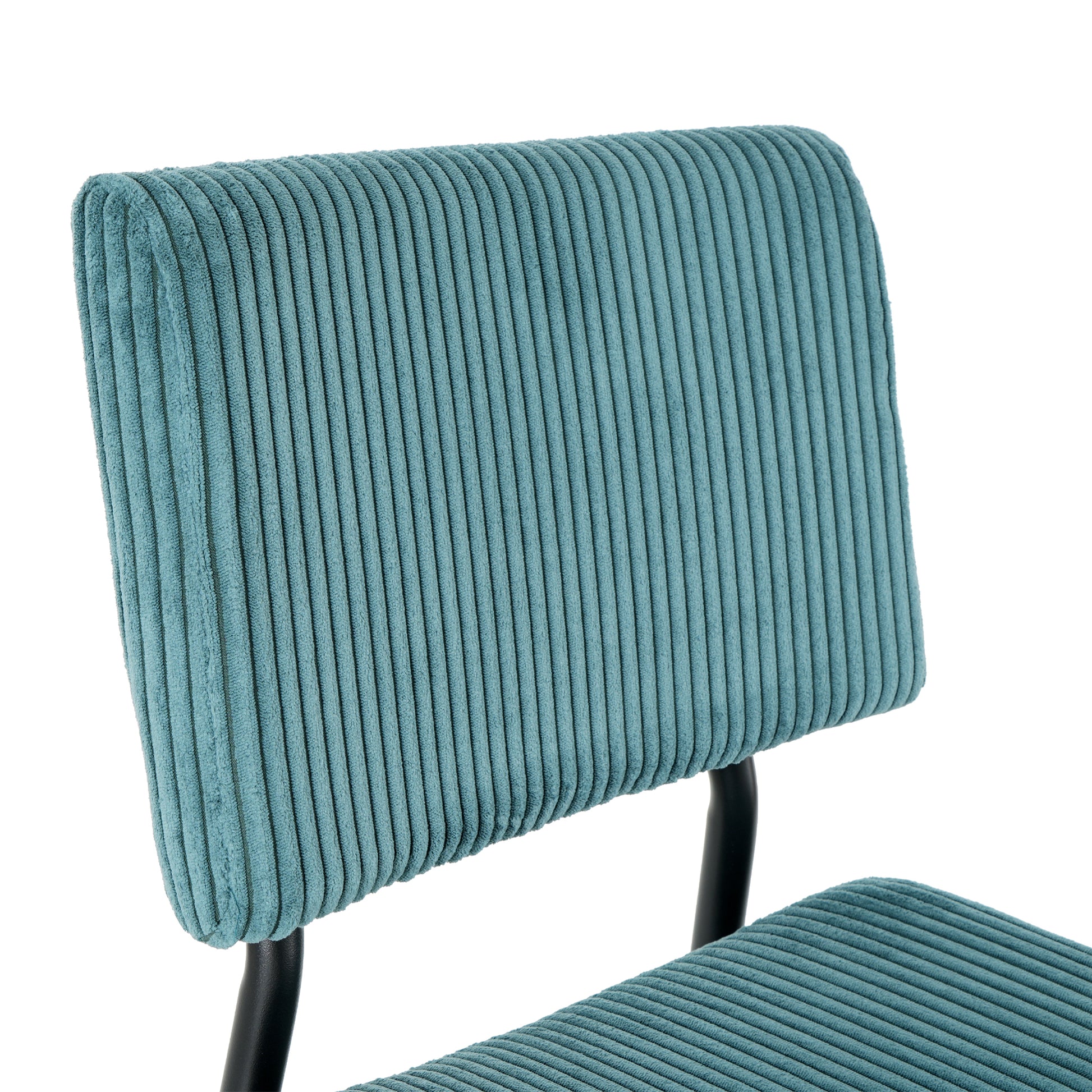 Modern Turquoise Simple Dining Chair Fabric Upholstered Chairs Home Bedroom Stool Back Dressing Chair Black Metal Legs Set Of 2 Metal Turquoise Velvet