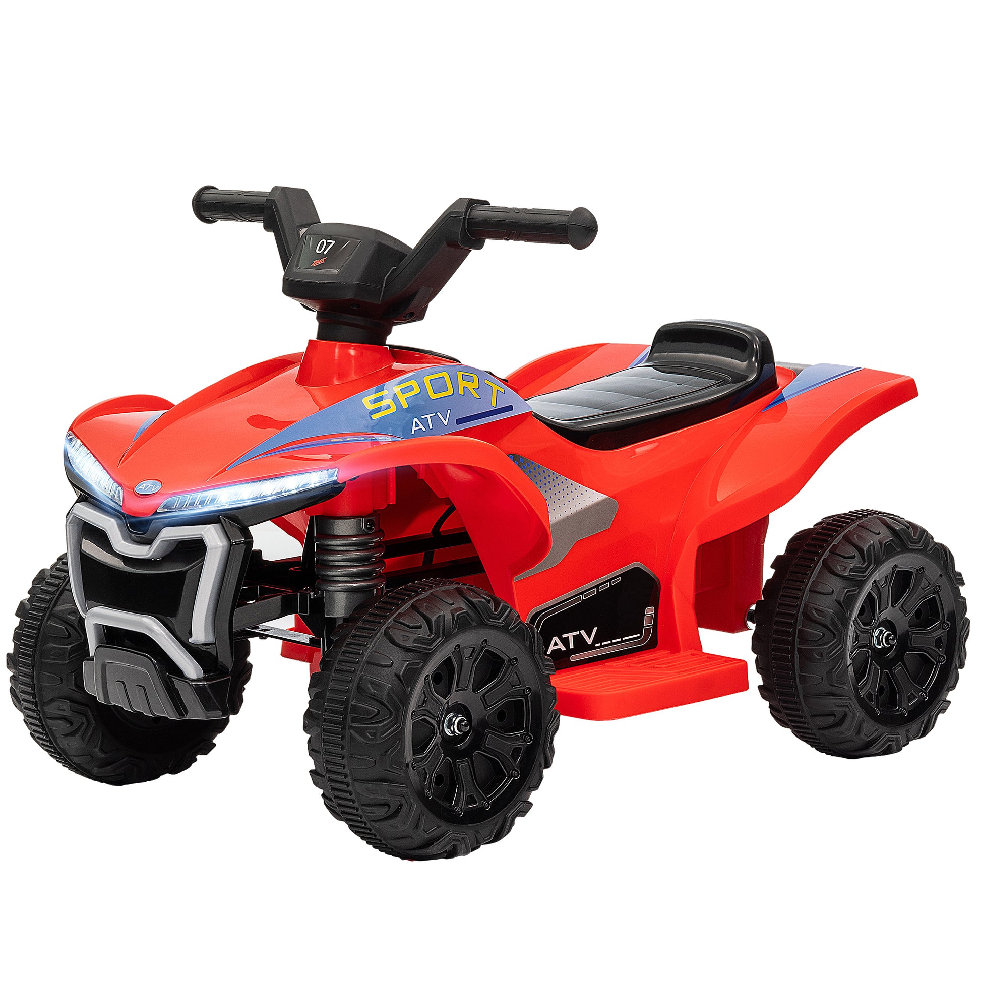 Qaba Kids Atv Quad, 6V Ride On Toy With 1.6Mph Max Speed, Rechargeable Battery, 4 Wheeler Battery Powered With Lights, Forward & Reverse For Toddlers, Red Red Polypropylene