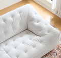 Wks10W White Sofa Withdurable Fabric, Solid Wood Frame, High Density Sponge Filler White Fabric 2 Seat