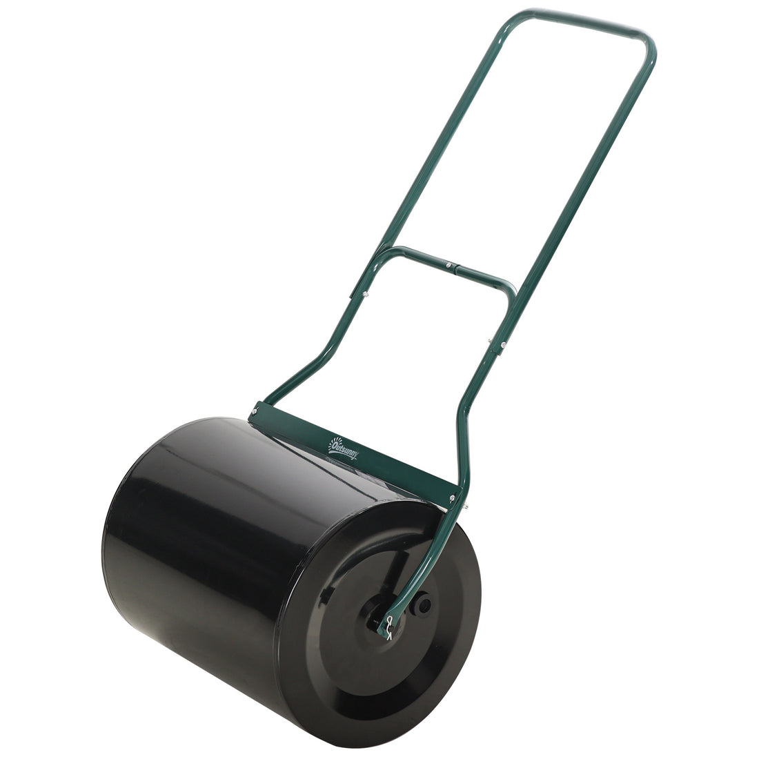 Outsunny 20 Inch Push Tow Behind Lawn Roller Filled With 16 Gal Water Or Sand, Perfect For Flattening Sod In The Garden Black Metal