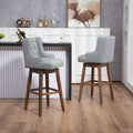 Coolmore Bar Stools Set Of 2 Counter Height Chairs With Footrest For Kitchen, Dining Room And 360 Degree Solid Wood Legs Swivel Bar Stools Set Of 2 Gary Linen Gray Foam Linen