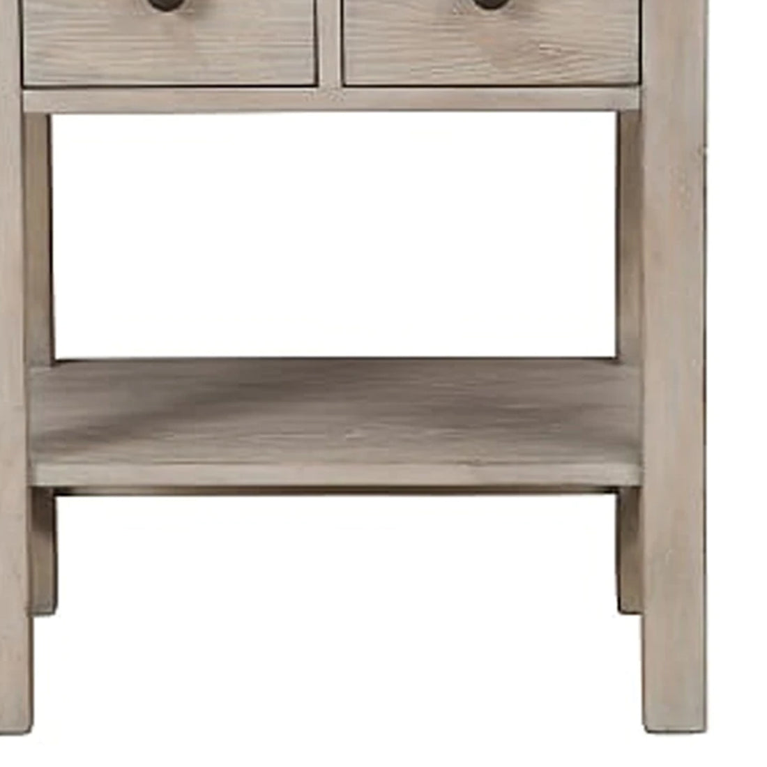 Transitional Nightstand With Two Drawers And Bottom Shelf, Gray Gray Wood