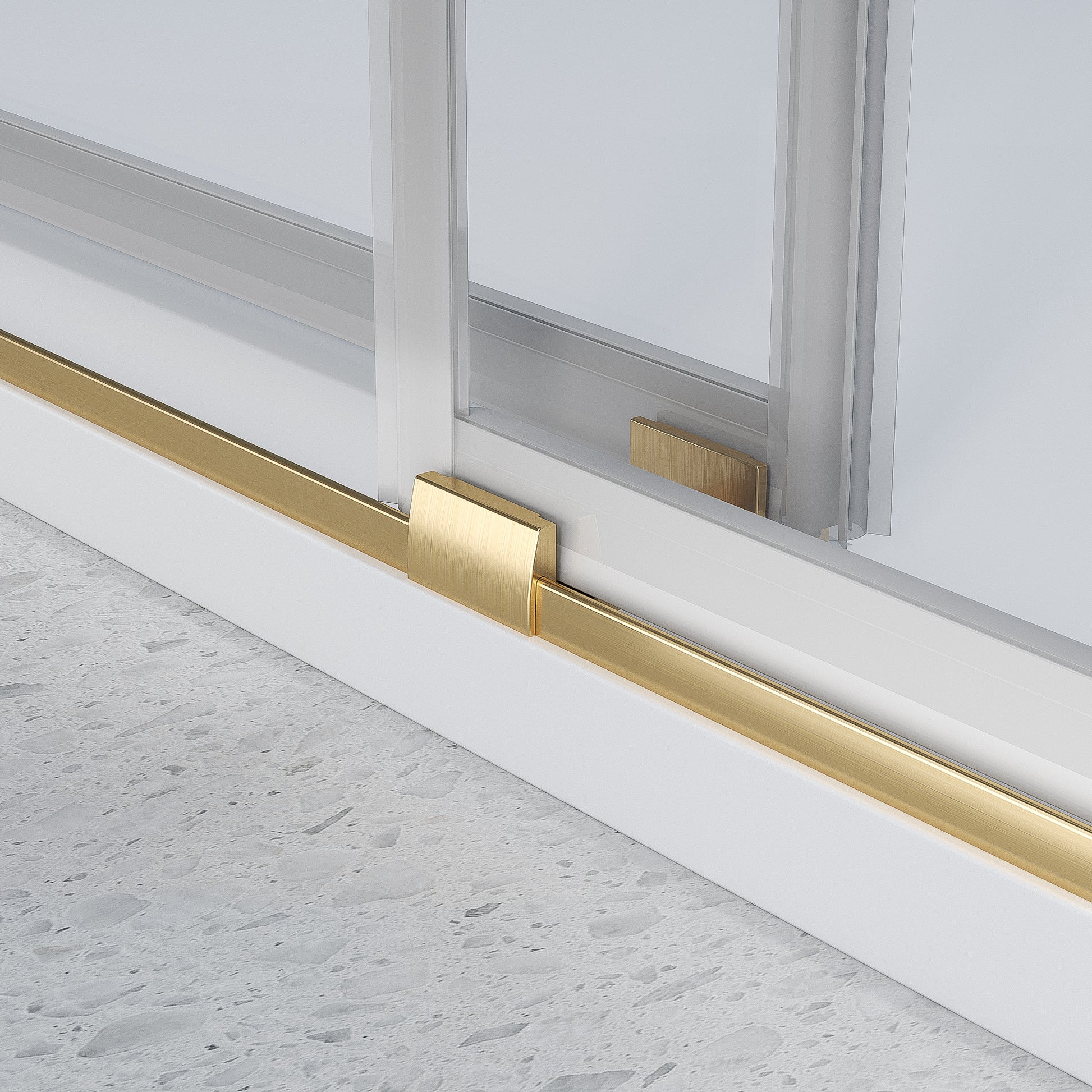 56" 60" Width 76" Height Double Sliding Framless Soft Close Shower Door With 3 8 Inches 10Mm Tempered Safety Glass, Brushed Gold Finish Brushed Gold Bathroom Luxury,Modern Glass Aluminium,Stainless