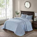 Reversible Bedspread Set Blue King Blue Cotton