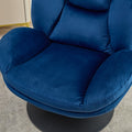 39A Rocking And Swivel Leisure Chair Lounge Chair Velvet Blue Color With Ottoman Blue Velvet