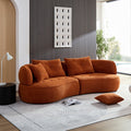 Wks7C Orange Sectional Sofa With Removable Pillows, Durable Fabric, Solid Wood Frame, High Density Sponge Filler Orange Fabric 4 Seat