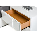 Cid Mina 24 Inch Nightstand, 2 Drawers, High Gloss Lacquer Finish, White White Wood