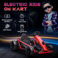 Aosom 24V 8.1 Mph Electric Go Kart, Drifting Car Battery Powered Ride On Toy Outdoor With Slow Start, Music, Horn Honking And Safety Belt, For 8 12 Years Old, Red Red Iron Plastic