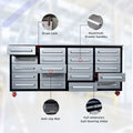 7Ft Garage Storage Cabinets With Workbench 20 Drawers Silver Silver Steel