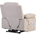 Massage Recliner,Power Lift Chair For Elderly With Adjustable Massage And Heating Function,Recliner Chair With Infinite Position And Side Pocket For Living Room ,Beige Beige Foam Linen