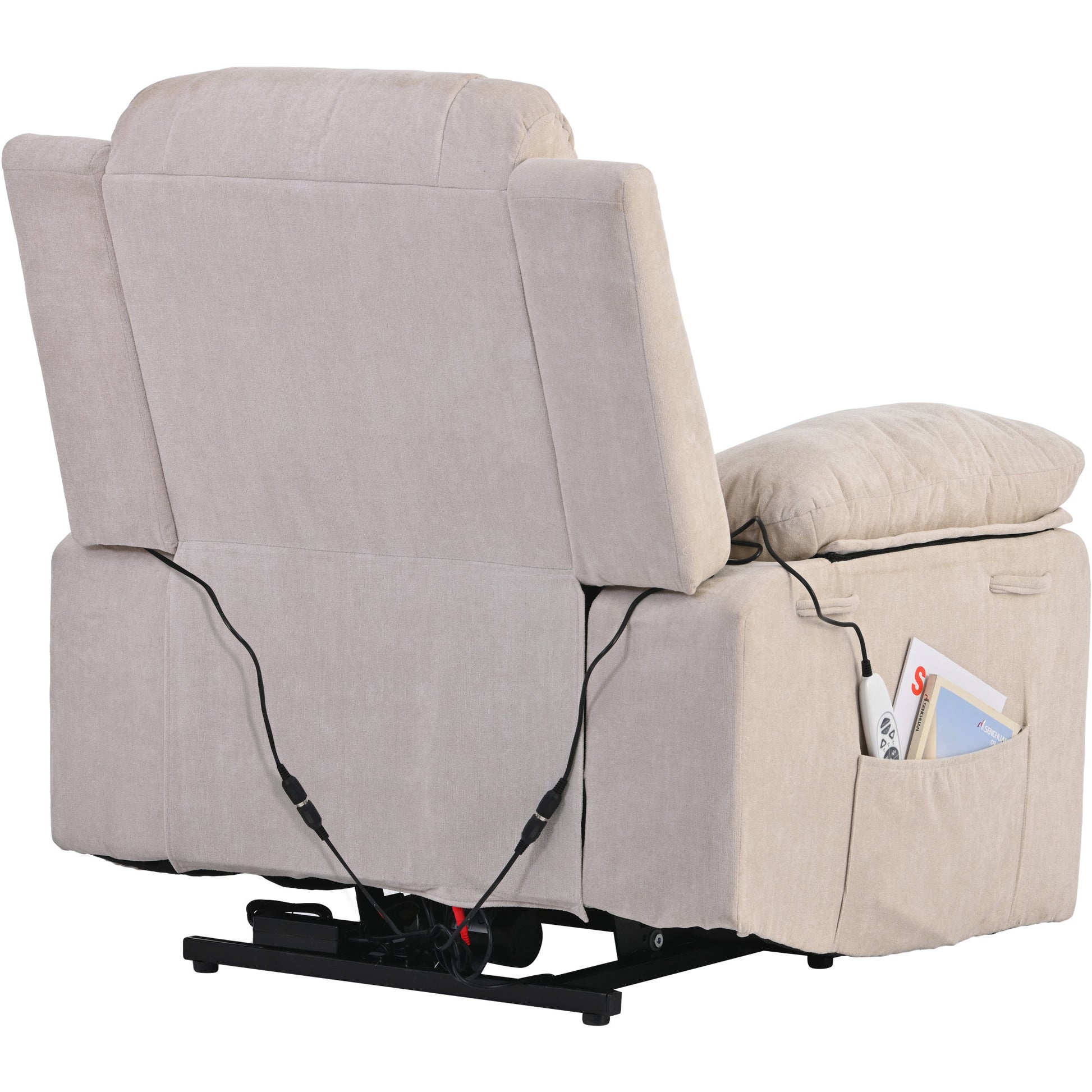 Massage Recliner,Power Lift Chair For Elderly With Adjustable Massage And Heating Function,Recliner Chair With Infinite Position And Side Pocket For Living Room ,Beige Beige Foam Linen