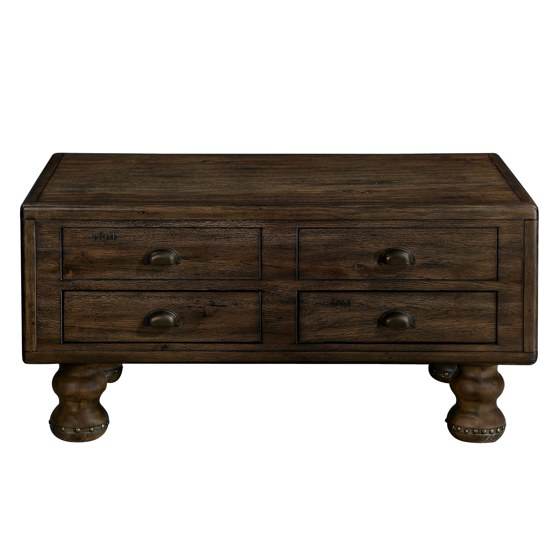 Rectangle Living Room Coffee Table Set, 3 Piece Solid Wood Living Room Table Set, 1 Coffee Table And 2 End Table, Wood Center Table Tea Table Set With Rivet Decoration Legs.Easy Assembly, Espresso Espresso Pine